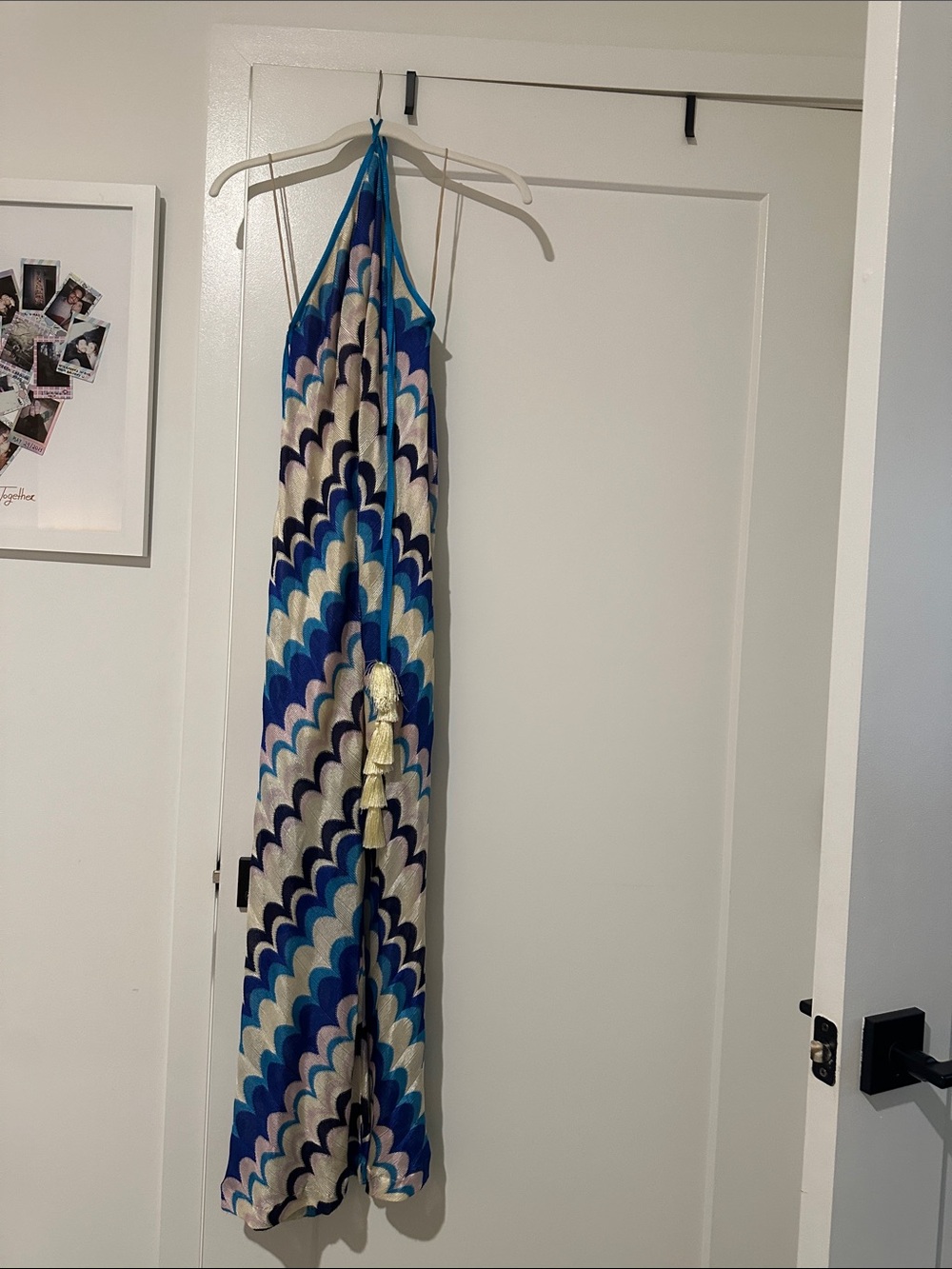 Alexis Blue Multi Halter Backless Maxi Dress